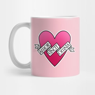 amor vincit omnia pink heart Mug